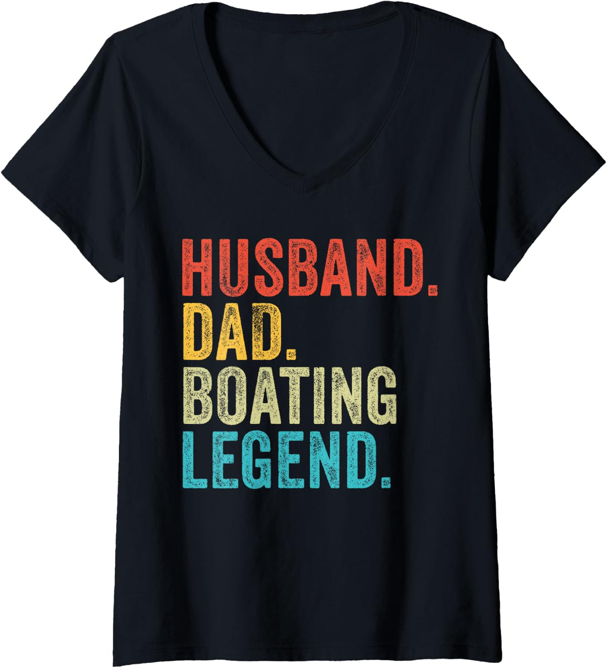 Womens Husband Dad Boating Legend Funny Sail Boat Captain Father V Neck Apparel Premium Print Fan Favorite