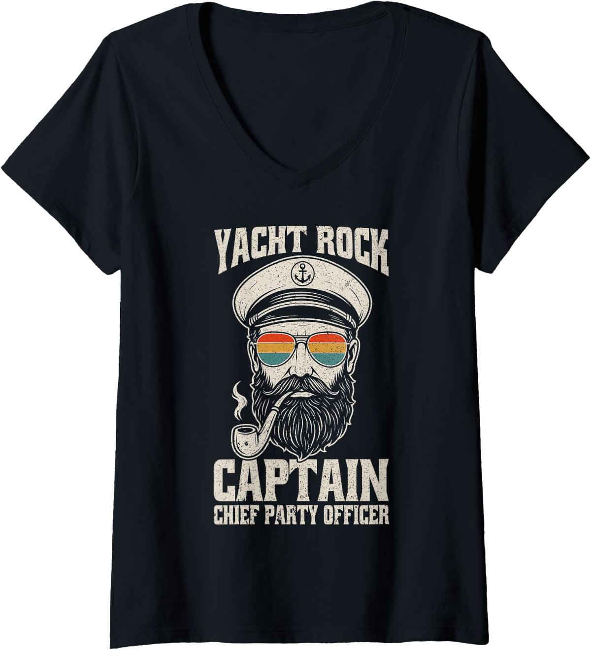 Womens Yacht Rock Captain Chief Party Officer Funny Boat Owner V Neck Apparel Trending US Best Seller Look
