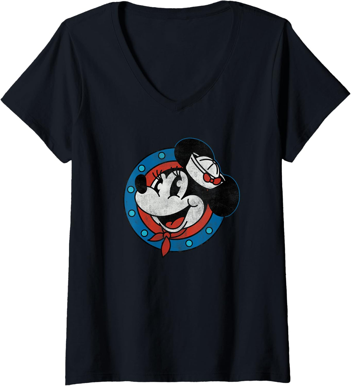 Womens Disney Cruise Sailor Minnie Mouse Distressed Retro Vintage V Neck Apparel High Search Demand US Top Pick