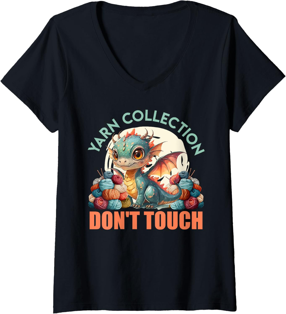 Womens Yarn Collector YARN COLLECTION DON'T TOUCH Yarn Hoarder V-Neck Yarn Supply | Premium Quality | Perfect for Cra...