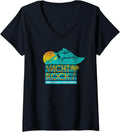 Womens Yacht Rock Party Boat Drinking T Shirt Maritime Party Time V Neck T Shirt Premium Print US Top Pick