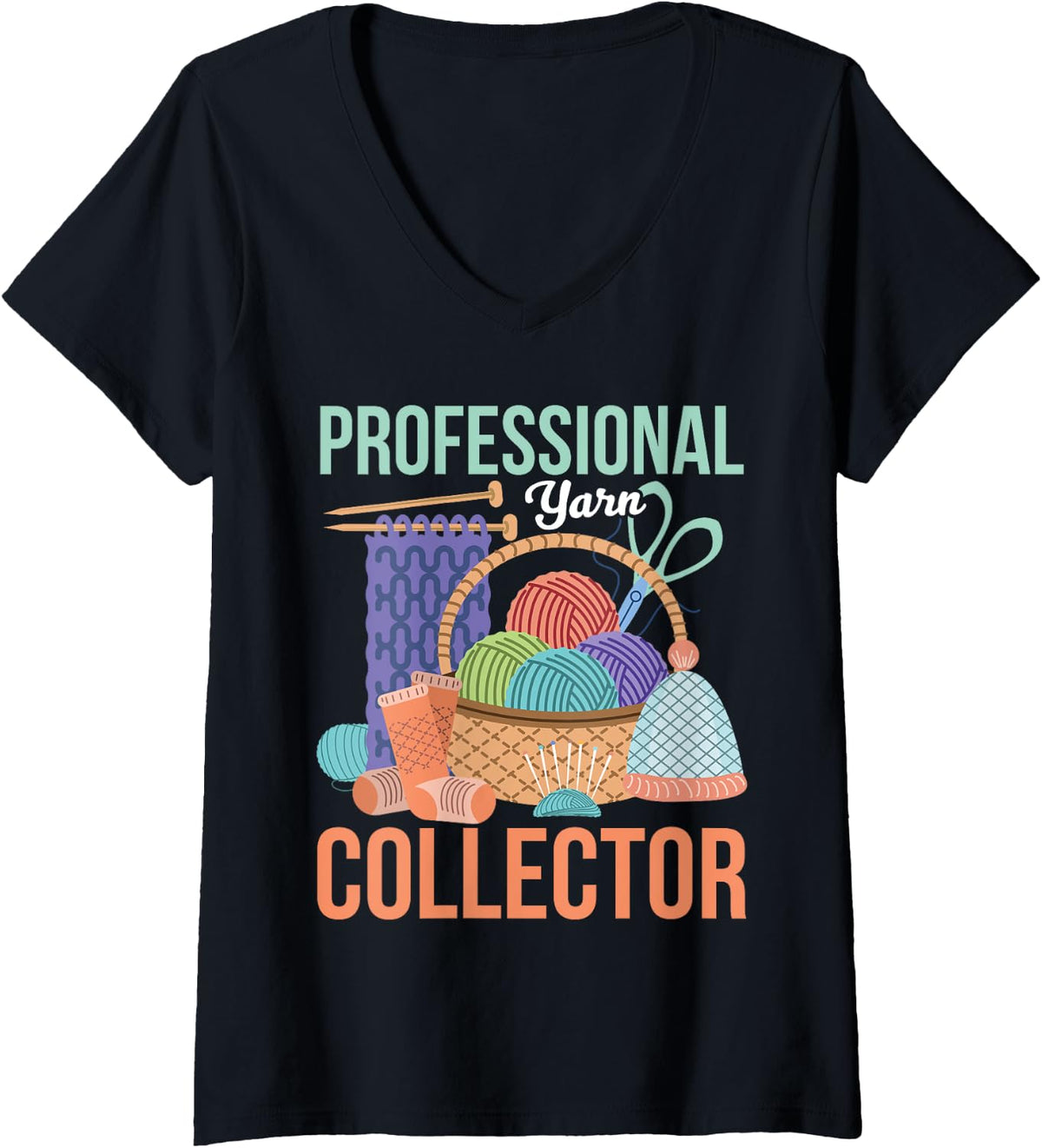Womens PROFESSIONAL YARN COLLECTOR Yarn Collection Yarn Hoarder V-Neck Yarn Supply | High Search Volume | Perfect for...