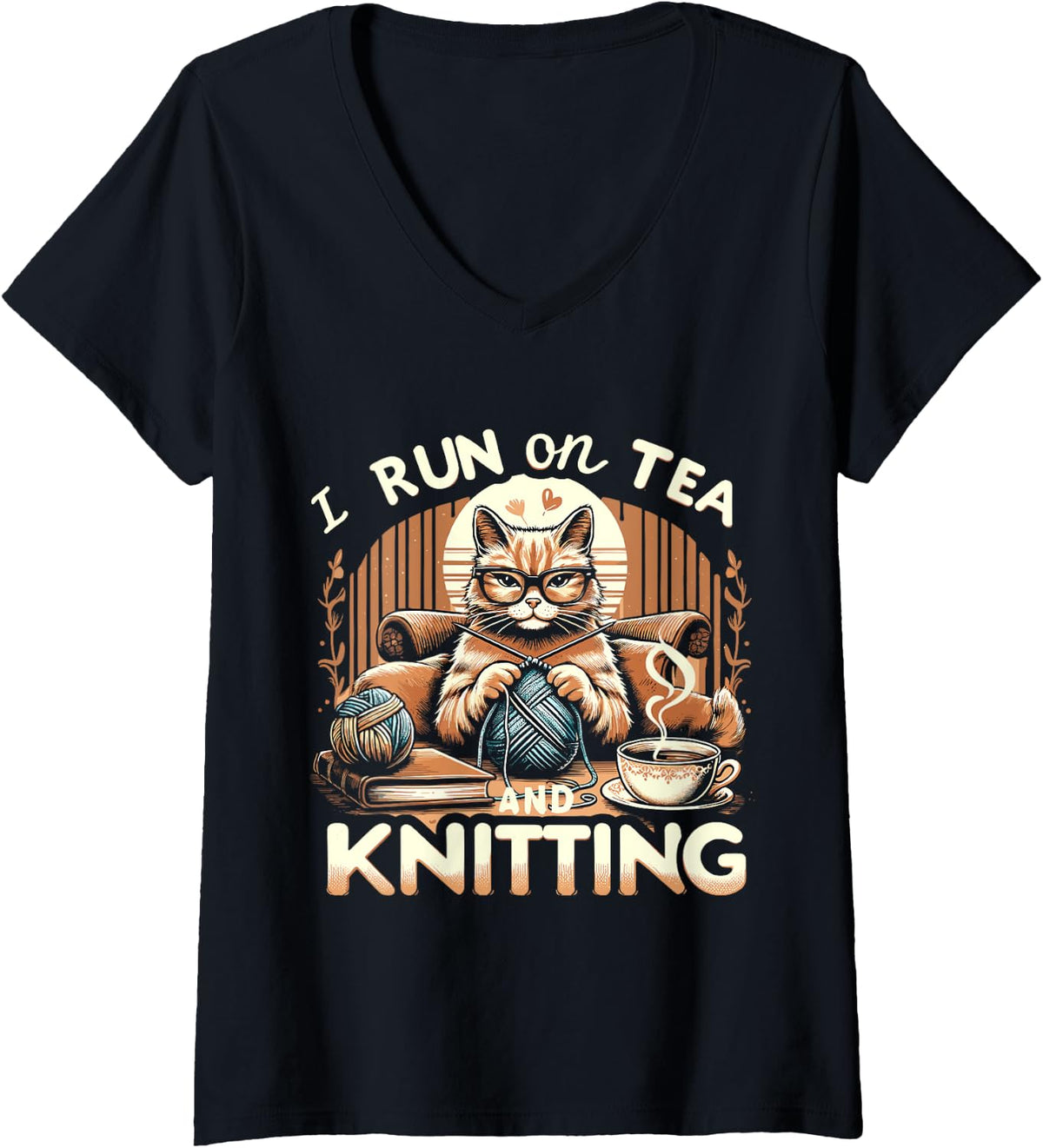 I Run on Tea and Knitting Knitters Yarn Yarn Knitting Lover V-Neck Yarn Supply | Trending 2025 | High CTR Title