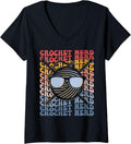 Crochet Nerd Groovy Crochet Knitting Yarn Lover Grandma Mom V-Neck Yarn Supply | Top Rated | Customer Favorite