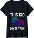 Womens Funny Knitting Gift For Kids Girls Boys Crochet Yarn Cloth V-Neck Yarn Supply | Viral US Pick | Best Seller Ch...
