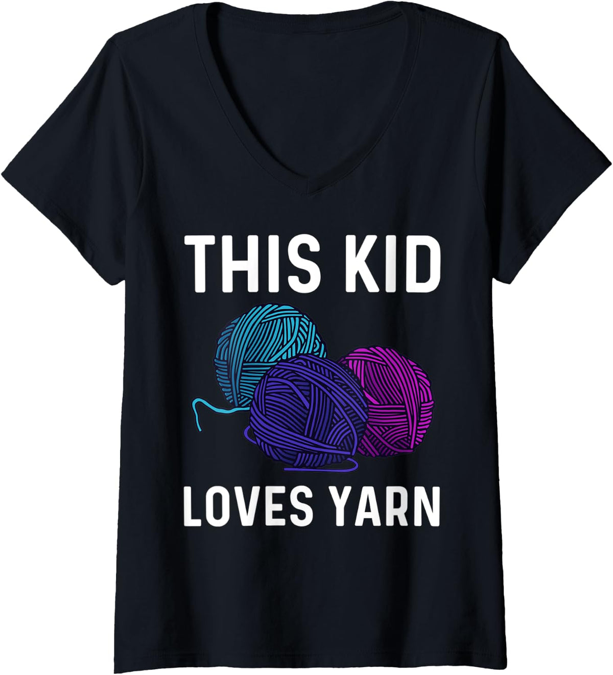 Womens Funny Knitting Gift For Kids Girls Boys Crochet Yarn Cloth V-Neck Yarn Supply | Viral US Pick | Best Seller Ch...