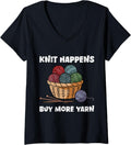 Womens Yarn Collection KNIT HAPPENS BUY MORE YARN Yarn Collector V-Neck Yarn Supply | Viral US Pick | High CTR Title