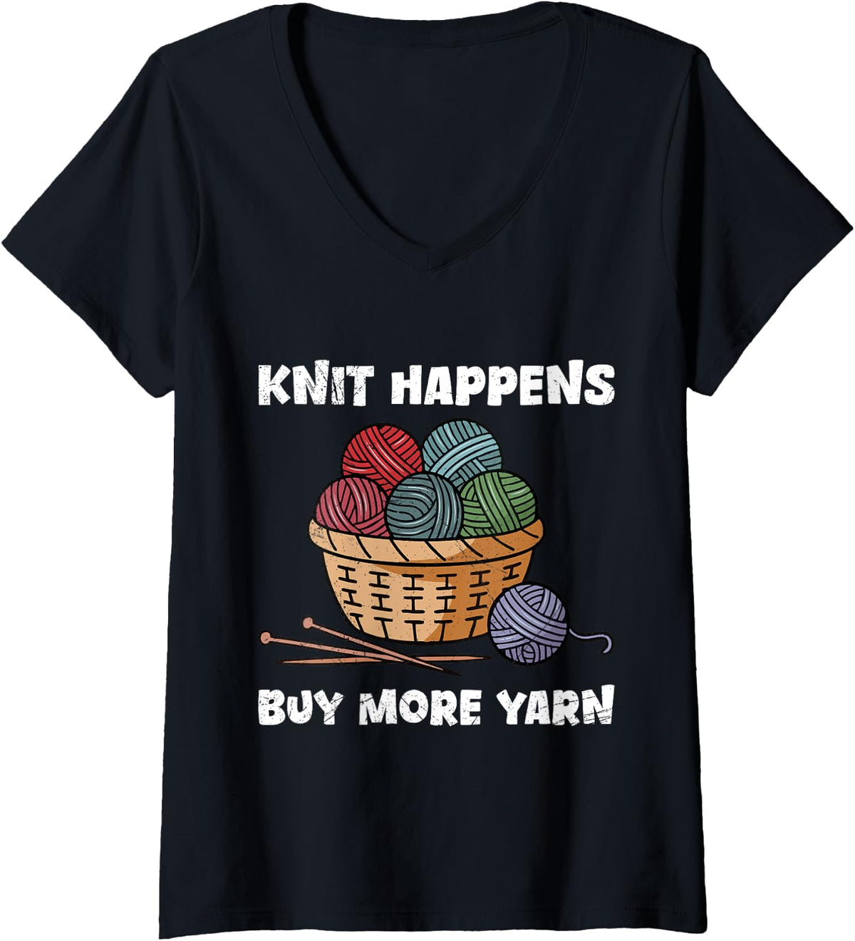 Womens Yarn Collection KNIT HAPPENS BUY MORE YARN Yarn Collector V-Neck Yarn Supply | Viral US Pick | High CTR Title