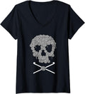 Womens Halloweeen Skull Crochet Lovers Yarn Funny Skeleton gift V-Neck Yarn Supply | High Search Volume | Best Seller...