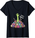 Womens I'm okay crochet yarn funny knitting Im okay yarn crocheting V-Neck Yarn Supply | Top Rated | Perfect for Craf...