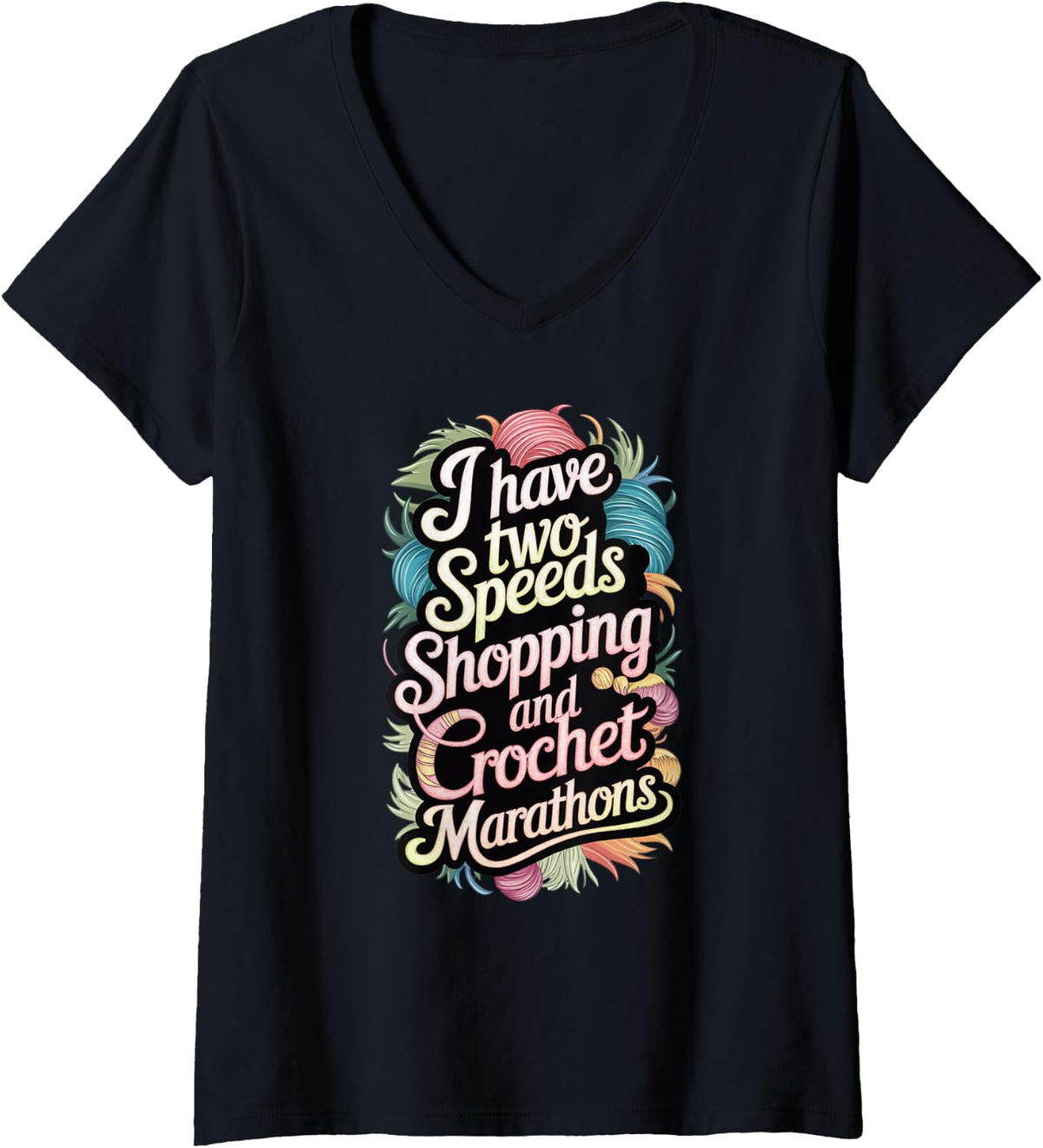Womens Funny Crochet Lover Shopping and Yarn Life V-Neck Yarn Supply | High Search Volume | Best Seller Choice