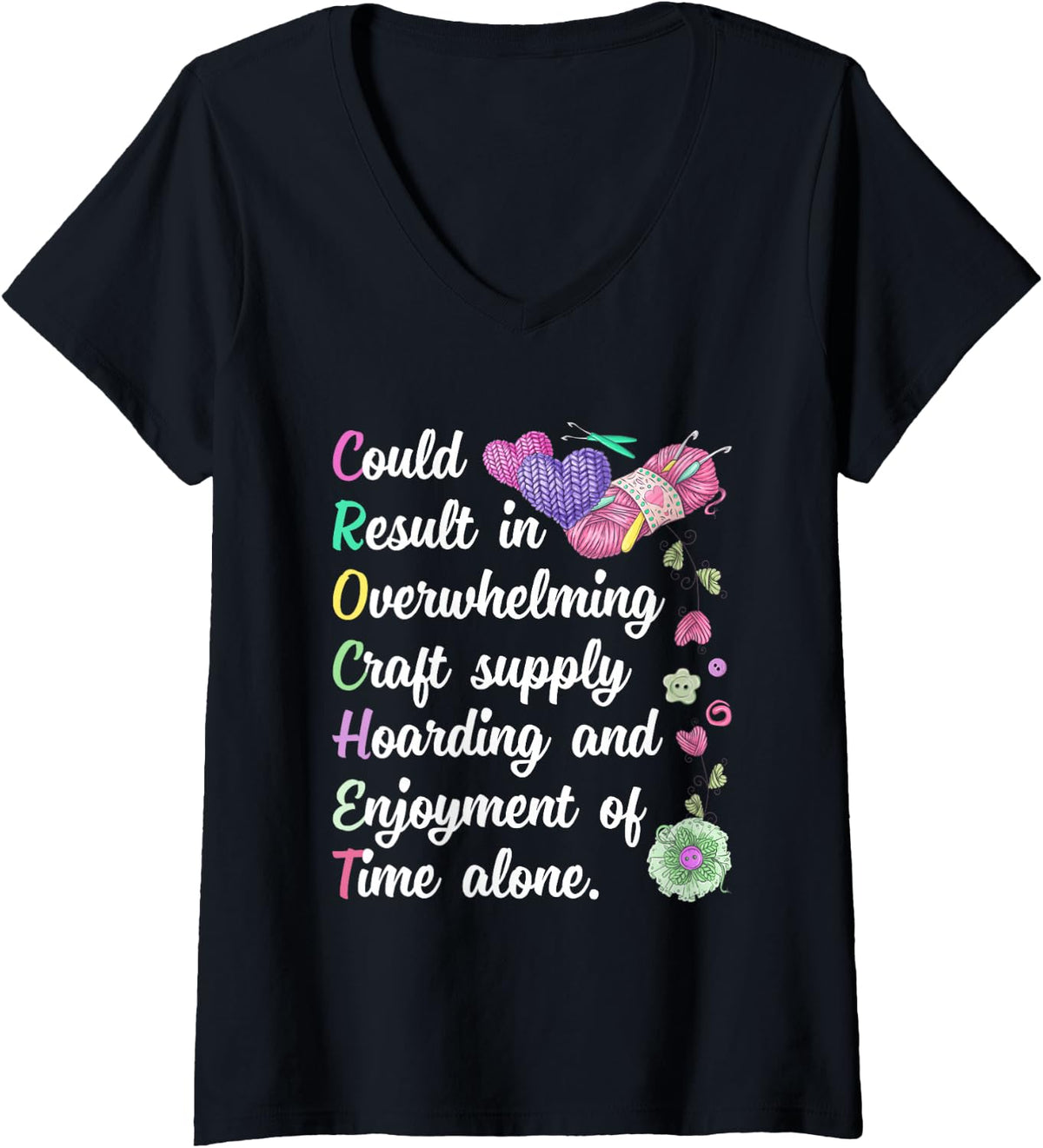Womens Funny Knitting Crocheting Yarn Quotes V-Neck Yarn Supply | Top Rated | Perfect for Crafters