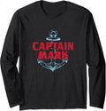 Captain Mark Personalized Name Custom Nickname Boating Long Sleeve Long Sleeve T Shirt Premium Print Everyday Wear