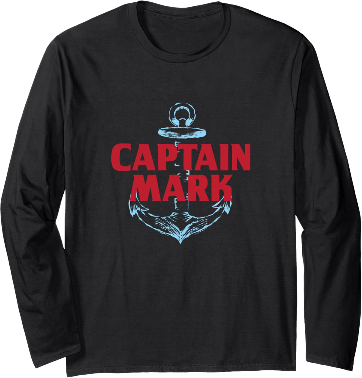 Captain Mark Personalized Name Custom Nickname Boating Long Sleeve Long Sleeve T Shirt Premium Print Everyday Wear