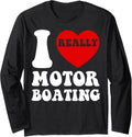 Funny Speedboat I Love Heart Motor Boating Motorboating Art Long Sleeve Long Sleeve T Shirt High Search Demand Hot Right