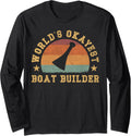 Retro Craftsmen World s Okayest Boat Builder Long Sleeve Long Sleeve T Shirt Trending US Hot Right Now