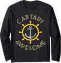 Captain Awesome Boat Cruise Wear Long Sleeve Long Sleeve T Shirt Premium Print US Top Pick