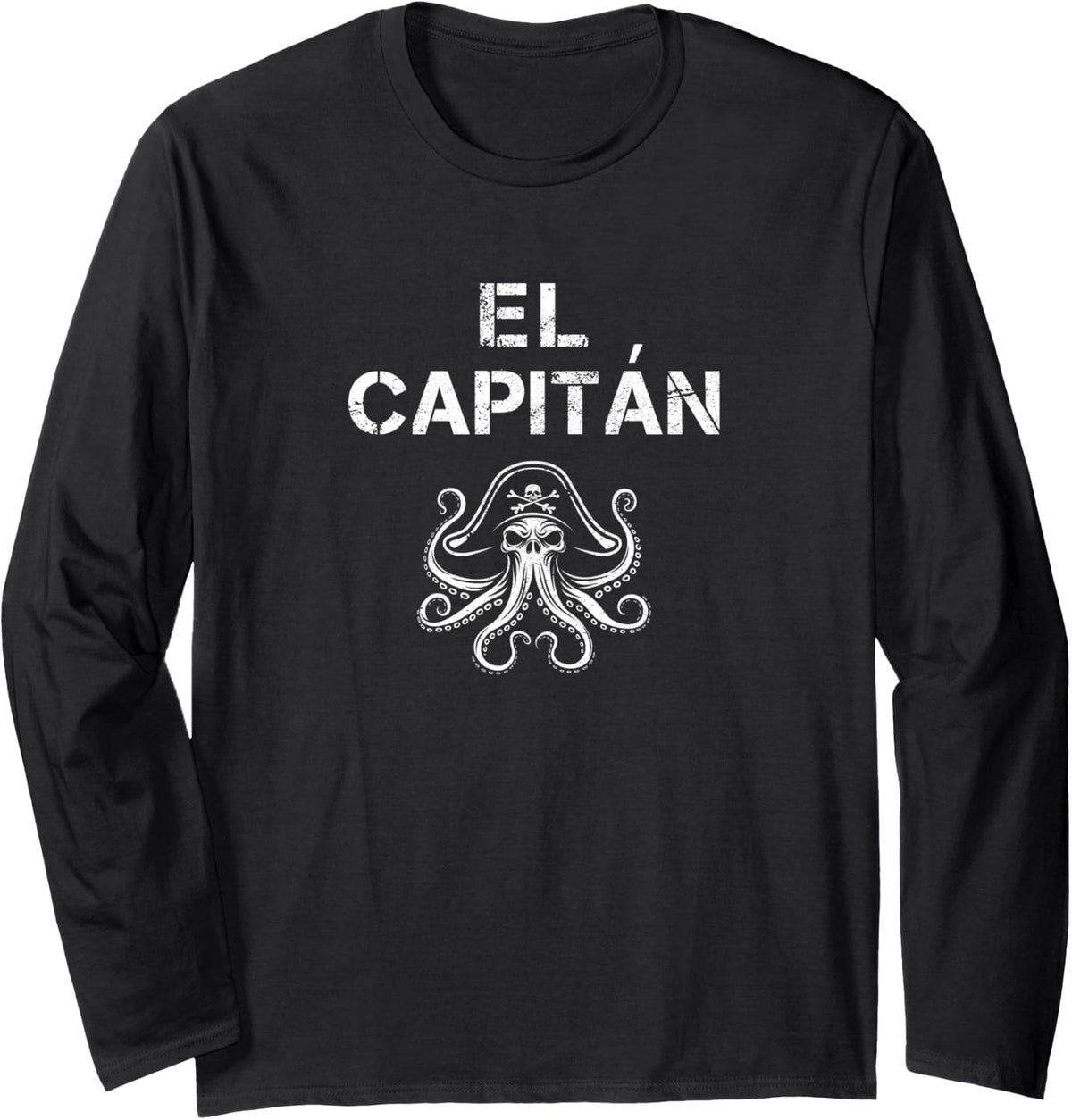 Boat Captain Pontoon Pirate Octopus Nautical Men El Capitan Long Sleeve Long Sleeve T Shirt High Search Demand Gift Read