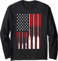 American Flag Rowing Crew Boat Racing Lover Kayaking Designe Long Sleeve Long Sleeve T Shirt Trending US US Top Pick