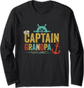 Captain Grandpa Pontoon Lake Sailor Fishing Boating For Men Long Sleeve Long Sleeve T Shirt Trending US Fan Favorite