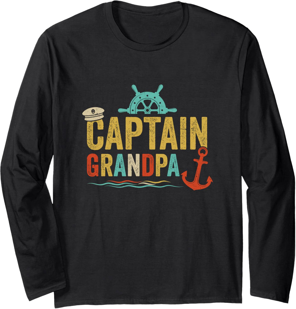 Captain Grandpa Pontoon Lake Sailor Fishing Boating For Men Long Sleeve Long Sleeve T Shirt Trending US Fan Favorite