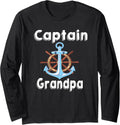 Mens Personalized Captain Grandpa Boating Boat Owner Art Long Sleeve Long Sleeve T Shirt Viral TikTok Find Fan Favorite