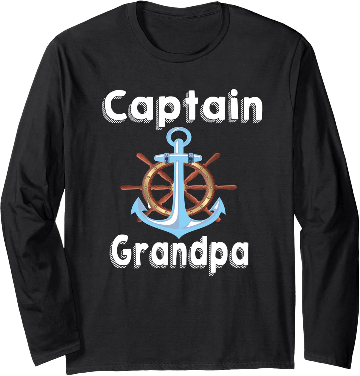 Mens Personalized Captain Grandpa Boating Boat Owner Art Long Sleeve Long Sleeve T Shirt Viral TikTok Find Fan Favorite