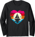 Yacht Cruise Heart Retro Sunset Sailing Sailor Boat Lover Long Sleeve Long Sleeve T Shirt Trending US Best Seller Look