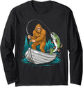 Bigfoot fishing boating sasquatch fishing boat Long Sleeve Long Sleeve T Shirt Premium Print US Top Pick