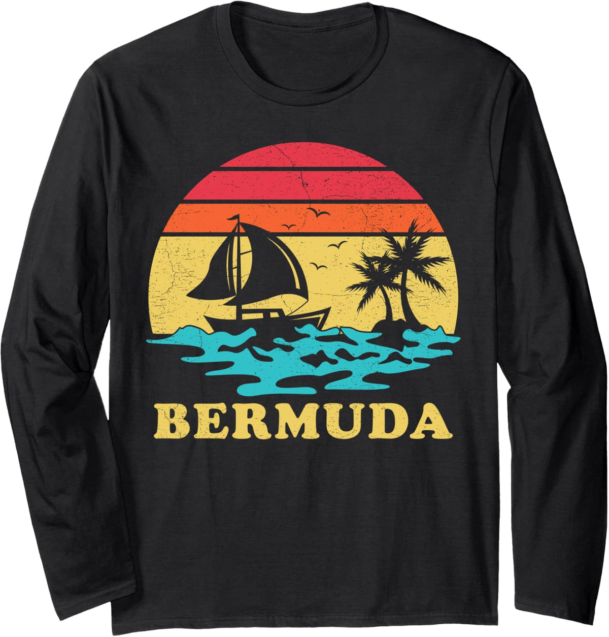 Bermuda Sailing Vintage Palm Tree Sailboat Summer Sailor Long Sleeve Long Sleeve T Shirt Trending US Hot Right Now