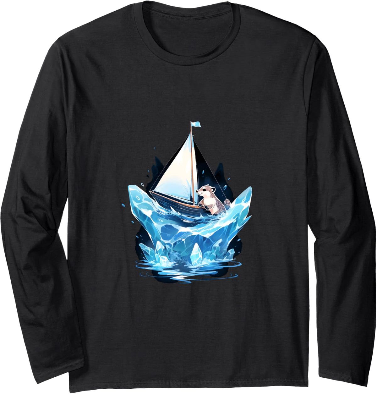 Ice Sailing Ferret Ice Sailor Ice Boating Yachting Long Sleeve Long Sleeve T Shirt Streetwear Style US Top Pick