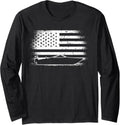 American Flag Motorboat Captain Boater Funny Motor Boating Long Sleeve Long Sleeve T Shirt Viral TikTok Find Gift Ready