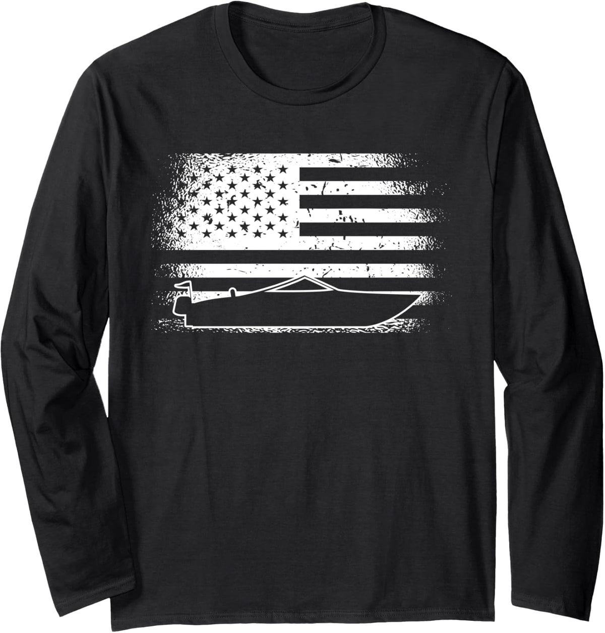 American Flag Motorboat Captain Boater Funny Motor Boating Long Sleeve Long Sleeve T Shirt Viral TikTok Find Gift Ready