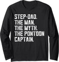 Sailing Boat Step dad Shirt Pontoon Captain Apparel Boating Long Sleeve Long Sleeve T Shirt Premium Print Everyday Wear