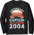 Legendary Captain born 2004 20th Birthday Gifts Boating Long Sleeve Long Sleeve T Shirt Streetwear Style US Top Pick