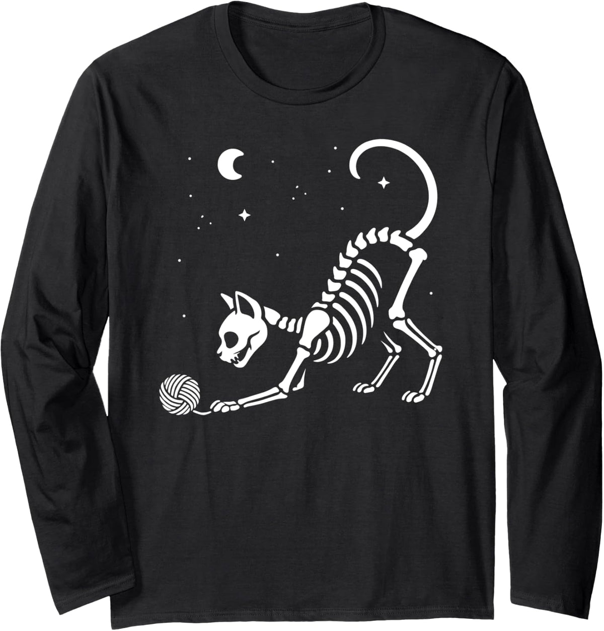 Cute Skeleton Cat Halloween Yarn Mom Dad Kids Long Sleeve Yarn Supply | High Search Volume | Perfect for Crafters