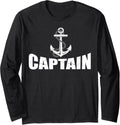 Captain Retro Style Boating Pontoon Boat Anchor Captain Long Sleeve Long Sleeve T Shirt Trending US Best Seller Look