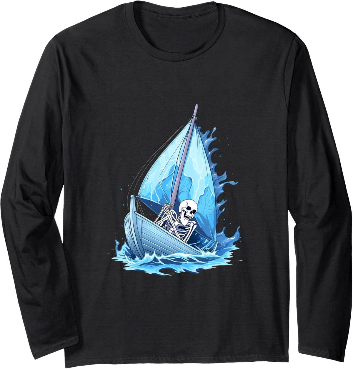 Ice Sailing Skeleton Ice Sailor Ice Boating Yachting Long Sleeve Long Sleeve T Shirt High Search Demand US Top Pick