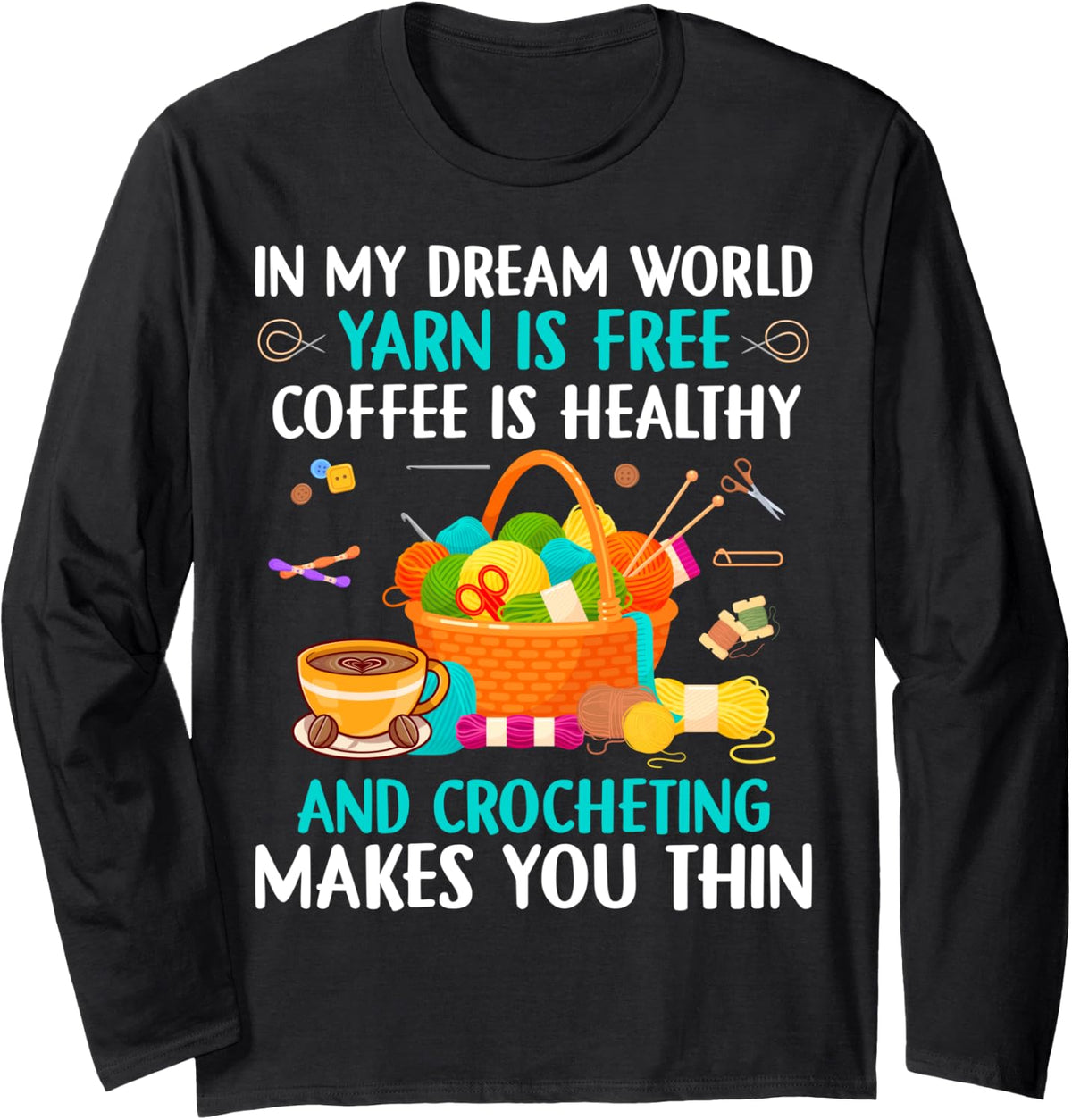Crochet Yarn Coffee Lover Design Crocheting Yarn knitting Long Sleeve Yarn Supply | Trending 2025 | Perfect for Crafters