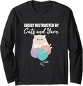 Cat Lover Crocheting Easily Distracted By Cats And Yarn Long Sleeve Yarn Supply | Viral US Pick | Customer Favorite