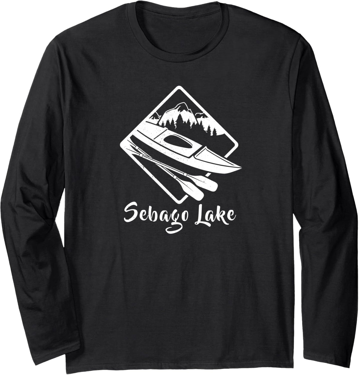 Sebago Lake Maine Camping Rustic Boating Kayak Kayaking Long Sleeve Tote Bag Trending US Hot Right Now
