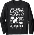Coffee Cats & Crochet Hobby Folk Art Yarn Long Sleeve Yarn Supply | Top Rated | Customer Favorite