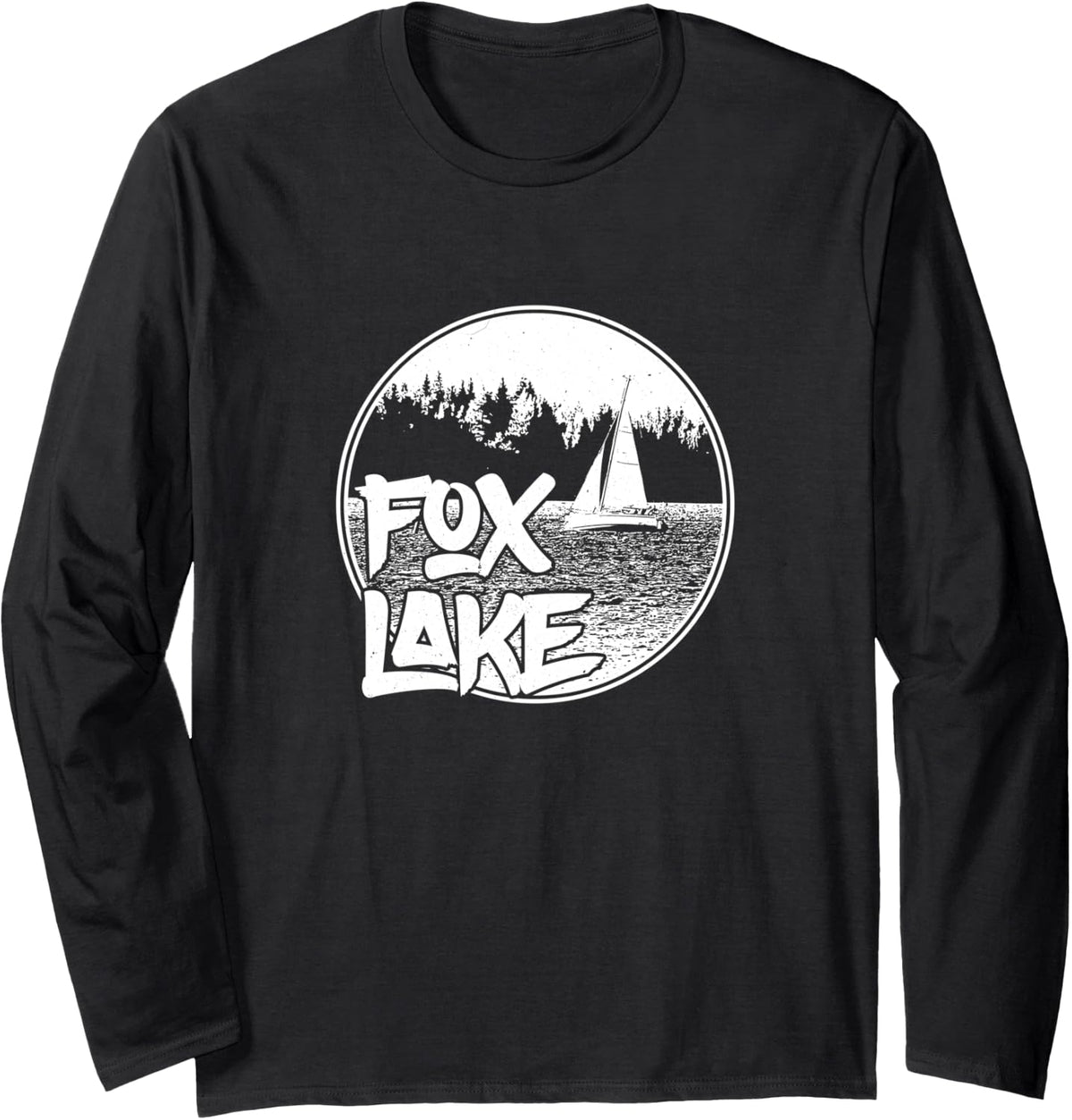 Fox Lake Illinois Sailboat Graphic Long Sleeve Long Sleeve T Shirt Premium Print Best Seller Look