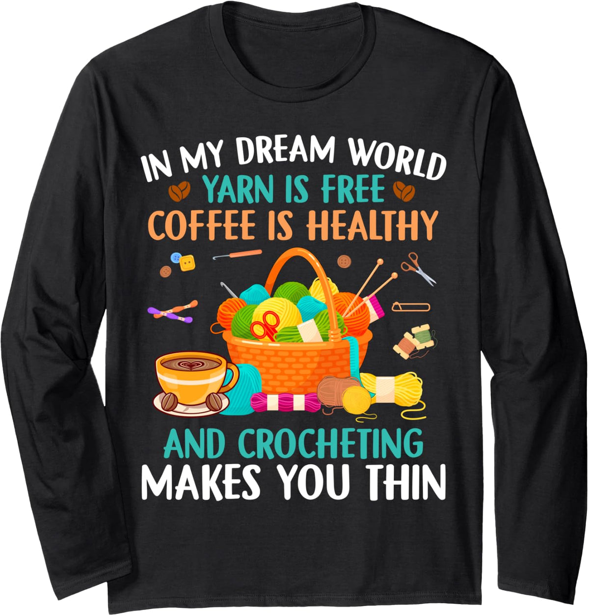 Funny Crochet Yarn Coffee Collecting knit Yarn Ball knitting Long Sleeve Yarn Supply | Trending 2025 | Best Seller Ch...