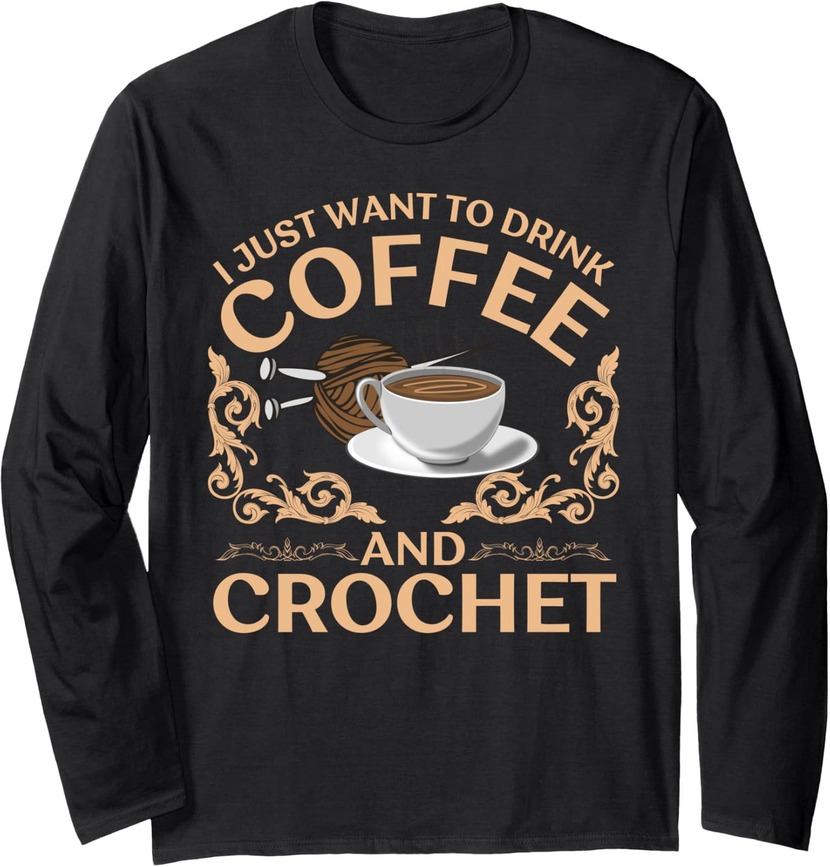 Funny Yarn For Men Women Crochet Knitter Yarn Lovers Coffee Long Sleeve Yarn Supply | Top Rated | Best Seller Choice