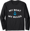 My Boat My Rules Funny Boat Pontoon Sailor Anchor Humor Long Sleeve Long Sleeve T Shirt Premium Print Fan Favorite