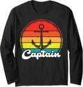 Captain Vintage Distressed Pontoon Boat Anchor Captain Long Sleeve Long Sleeve T Shirt Trending US Everyday Wear