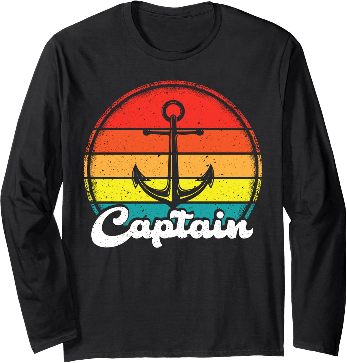 Captain Vintage Distressed Pontoon Boat Anchor Captain Long Sleeve Long Sleeve T Shirt Trending US Everyday Wear