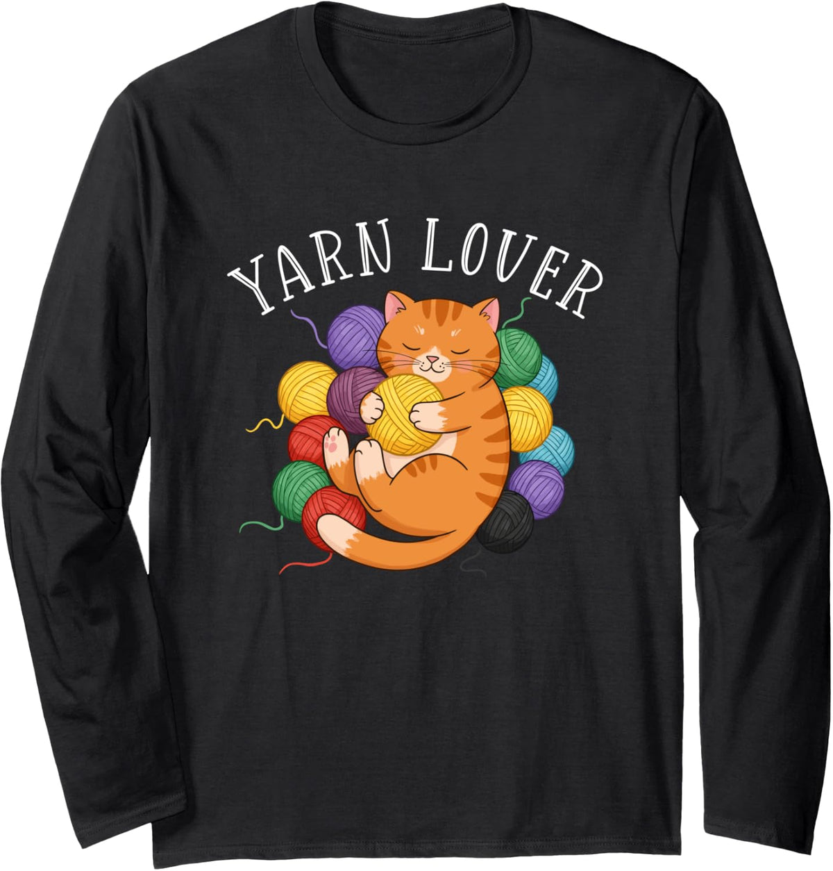 Yarn Lover Cozy Cat Embracing Balls Of Yarn Long Sleeve Yarn Supply | Premium Quality | Customer Favorite