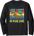 Lake Lanier Georgia No Wake Zone Bear Boating Camping Long Sleeve Long Sleeve T Shirt Premium Print Best Seller Look